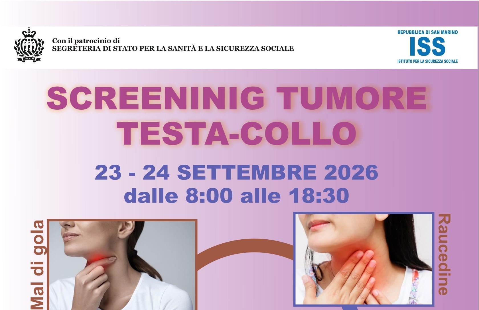 Prevenzione dei tumori testa-collo: a San Marino due giornate dedicate alla diagnosi precoce